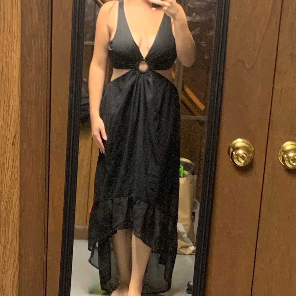 Cutout black summer dress